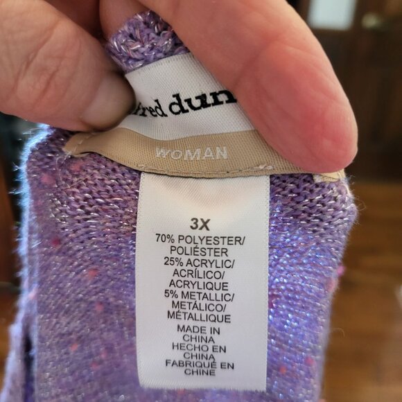 Purple/Silver Fine Gauge Sweater Pointelle Alfred Dunner 3X Glam Coquette Fairy - Picture 6 of 6